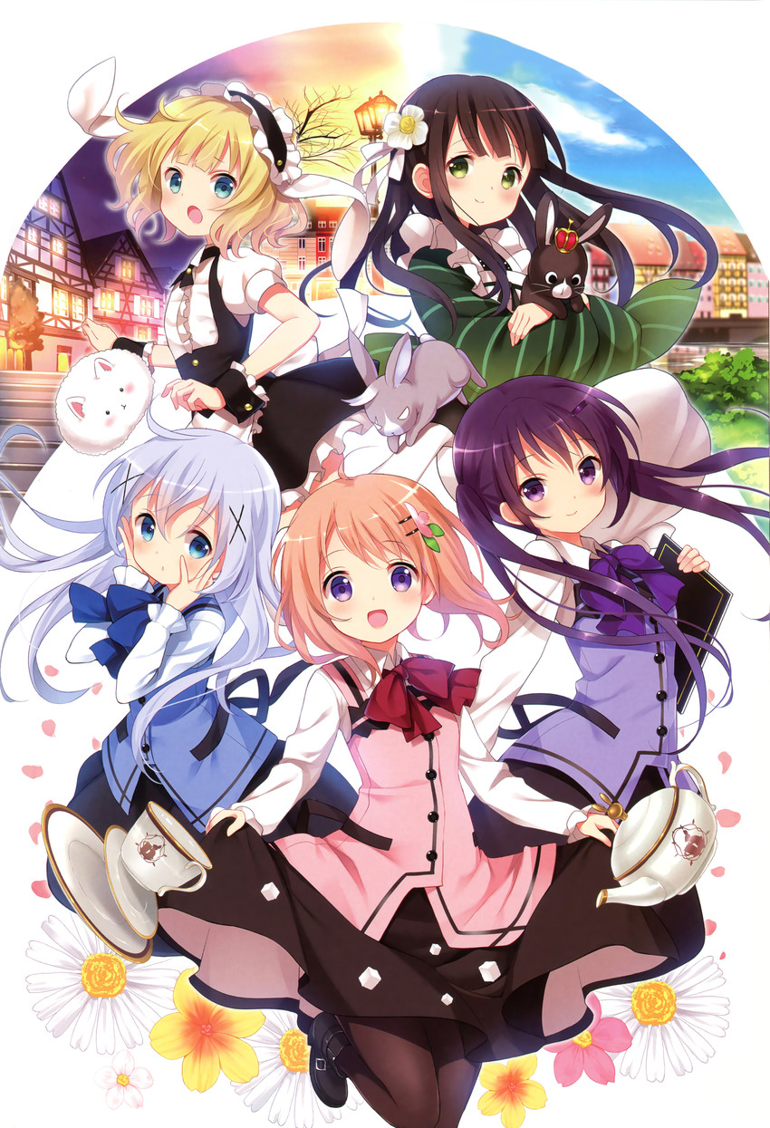 kafuu chino, hoto cocoa, kirima syaro, tippy, tedeza rize, and 3 more (gochuumon wa usagi desu ka?) drawn by koi_(koisan)