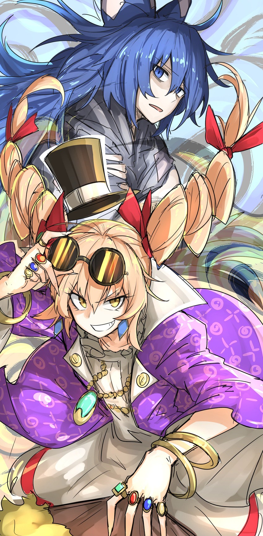 yorigami shion and yorigami jo'on (touhou) drawn by kankan33333