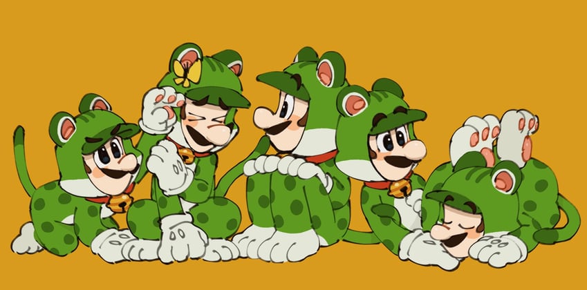 luigi and cat luigi (mario and 1 more) drawn by mimimi_(mimimim9999)
