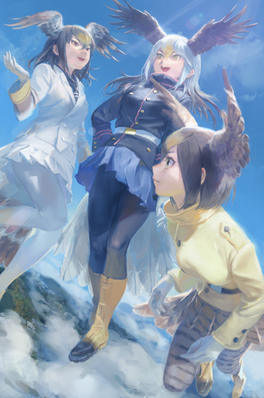 bald eagle, northern goshawk, and peregrine falcon (kemono friends) drawn by tunapon01