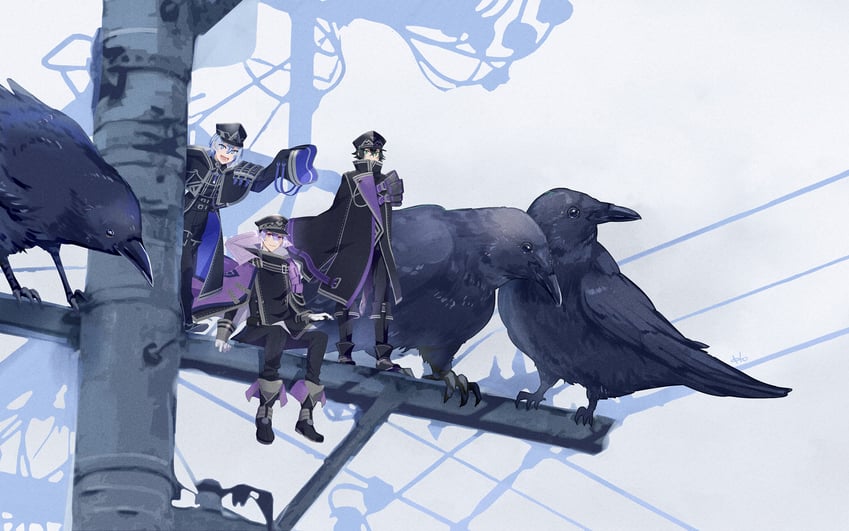 minamoto kiyomaro, suishinshi masahide, and taikei naotane (touken ranbu) drawn by houhou_(black_lack)