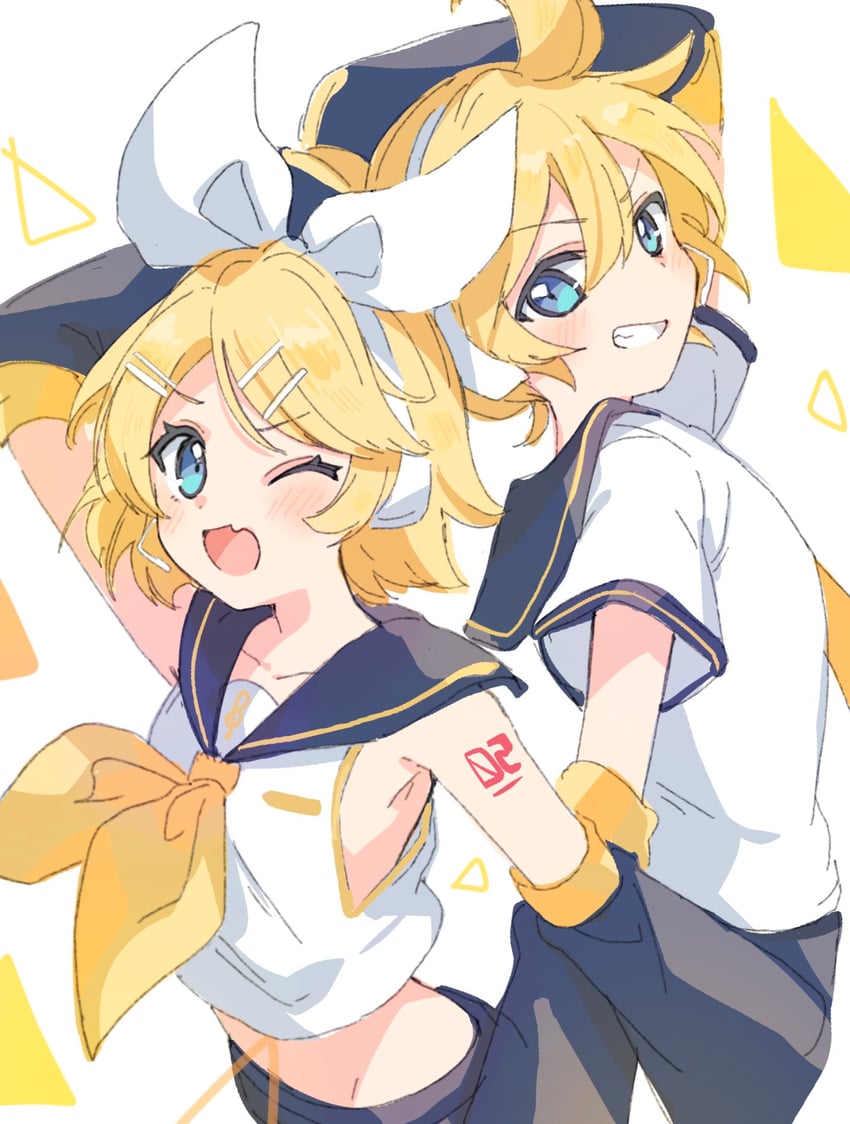kagamine rin and kagamine len (vocaloid) drawn by paragasu_(parags112)
