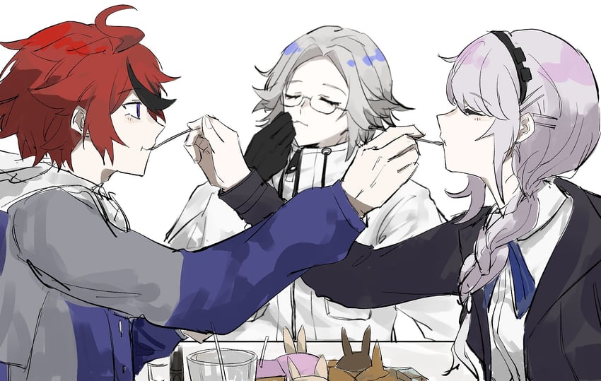 aotsuki eito, sumino takumi, and kirifuji nozomi (the hundred line -last defense academy-) drawn by sparrowhabird