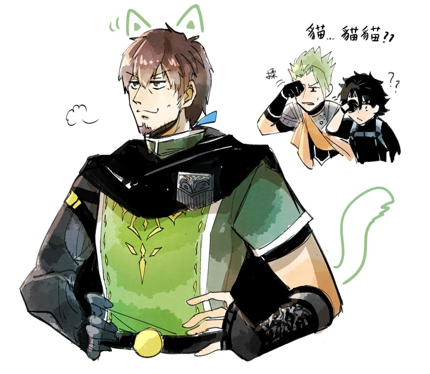 fujimaru ritsuka, achilles, and hector (fate and 1 more) drawn by ahappycat1118