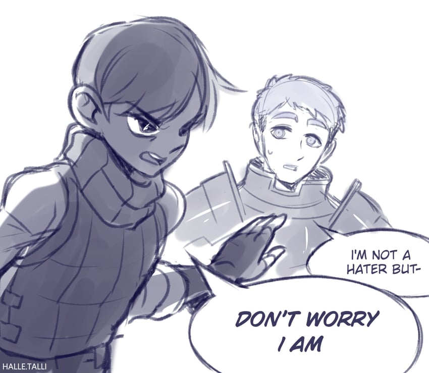 laios touden and chilchuck tims (dungeon meshi) drawn by halletalli