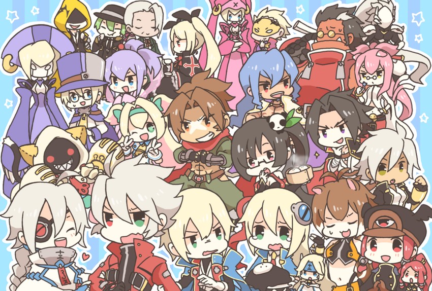 makoto nanaya, noel vermillion, ragna the bloodedge, nu-13, rachel alucard, and 23 more (blazblue and 1 more) drawn by saria_(tortart)