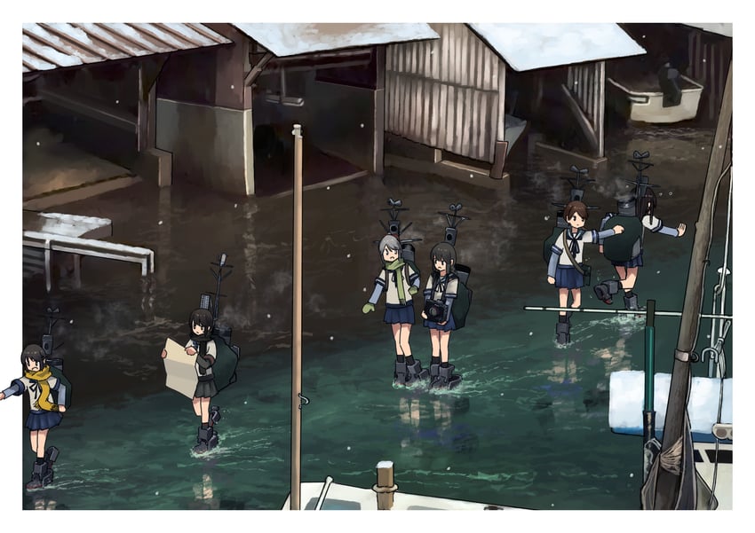 fubuki, hatsuyuki, miyuki, fubuki kai ni, shirayuki, and 2 more (kantai collection) drawn by timmyyen