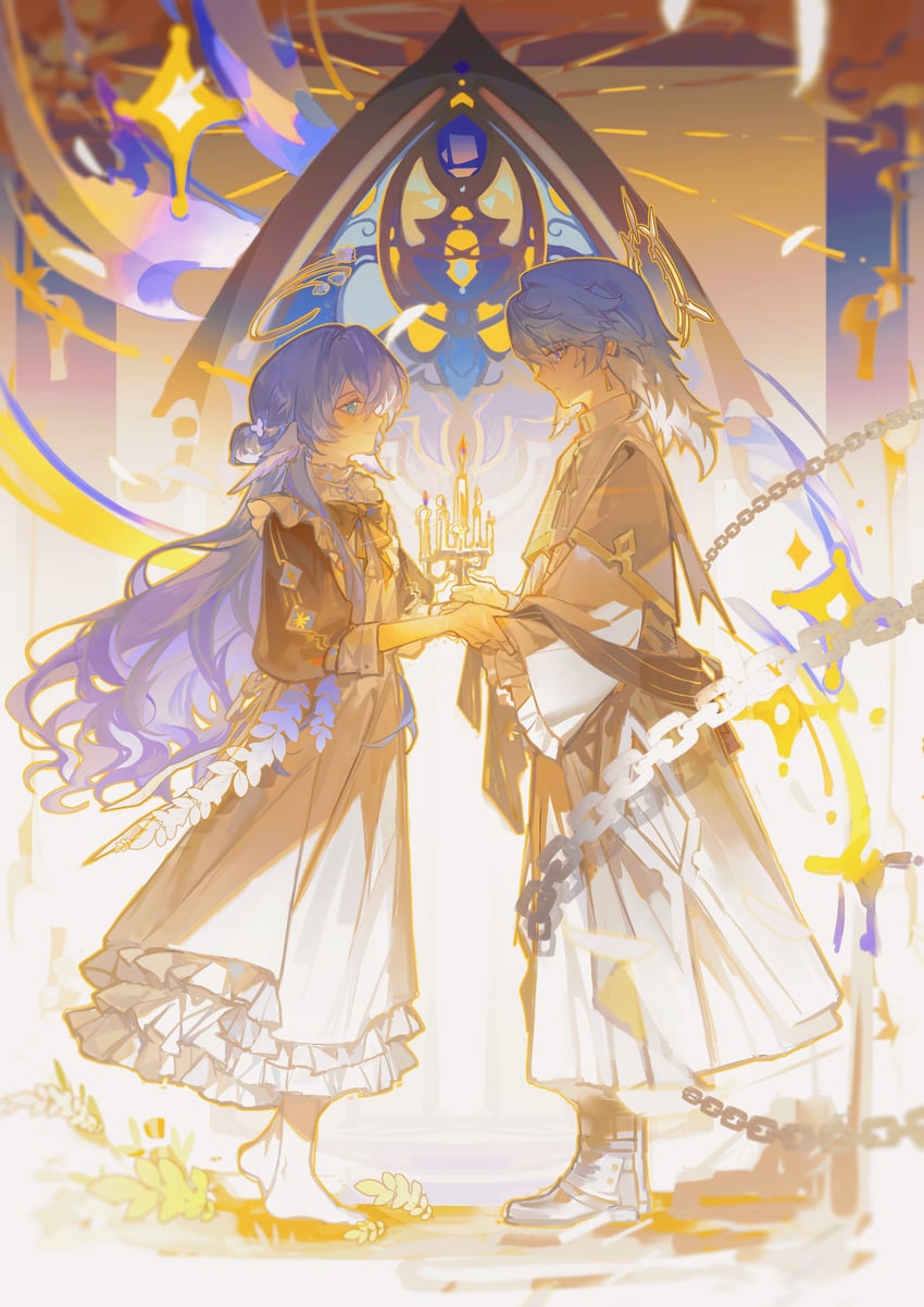 robin and sunday (honkai and 1 more) drawn by iron_hailai