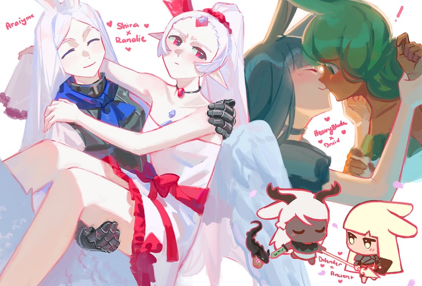 heavyblade rabbit, druid rabbit, ancient rabbit, defender rabbit, rabbit of the moon shira, and 1 more (rabbit and steel) drawn by araiyme