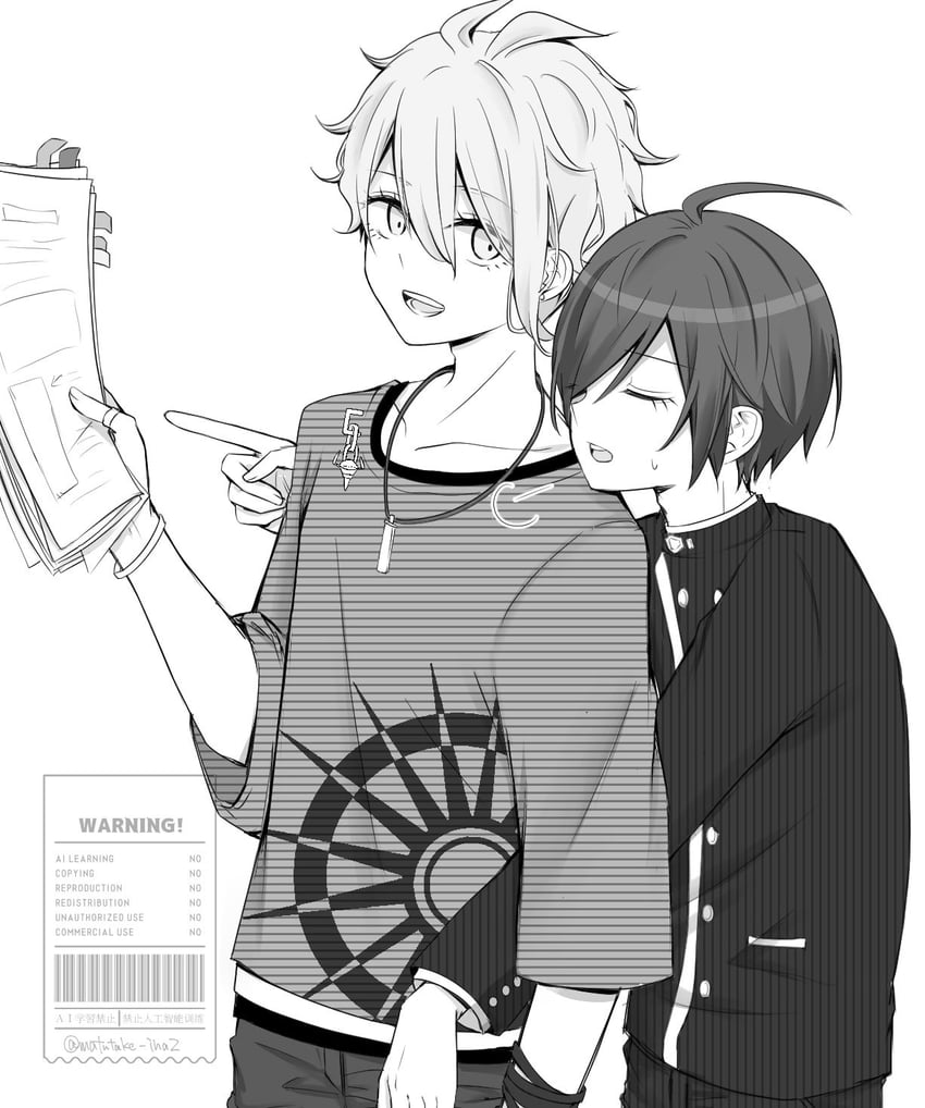 saihara shuichi and amami rantaro (danganronpa and 1 more) drawn by matsutake_(uwataaa06-gaaa30)