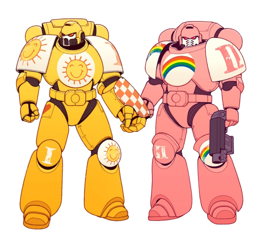 adeptus astartes, cheer bear, and funshine bear (warhammer 40k and 1 more) drawn by chumiicham