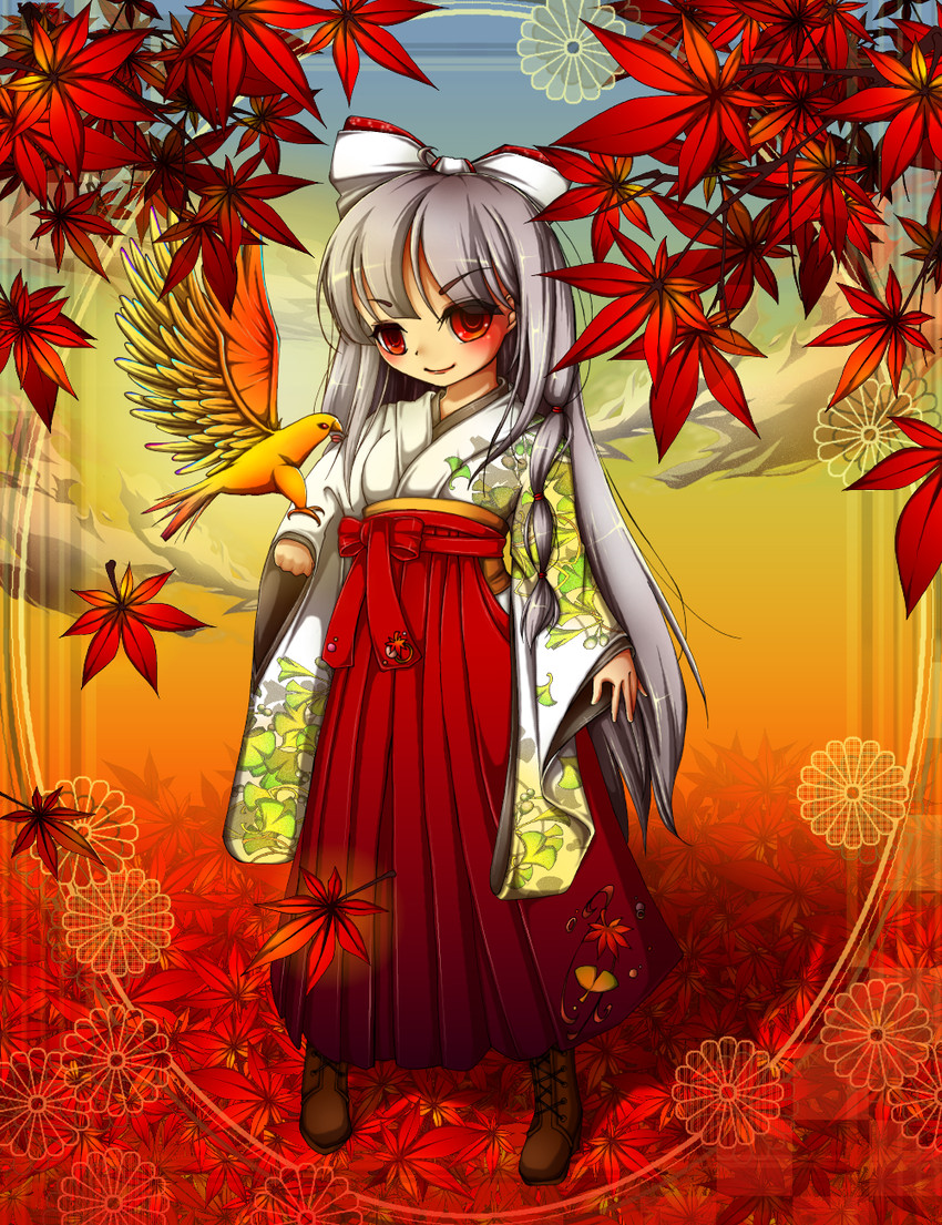 fujiwara no mokou (touhou) drawn by kakiikada