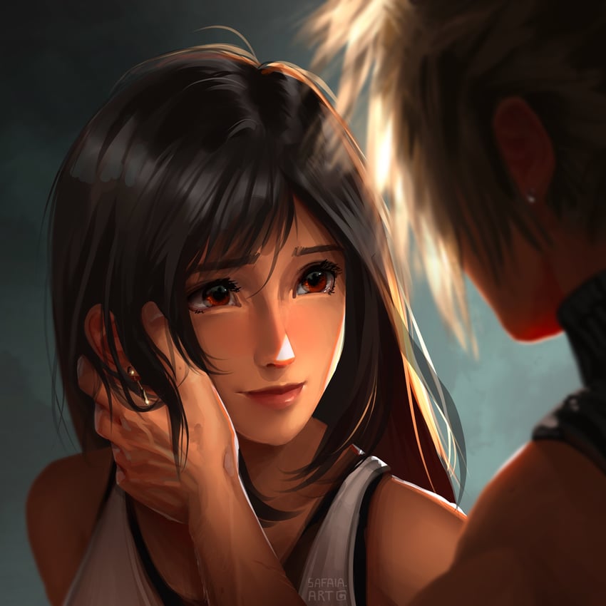 tifa lockhart and cloud strife (final fantasy and 2 more) drawn by safaia