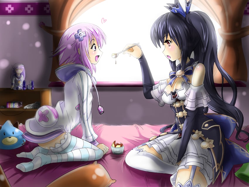 neptune, noire, nepgear, and dogoo (neptune and 1 more) drawn by caramel-sheep