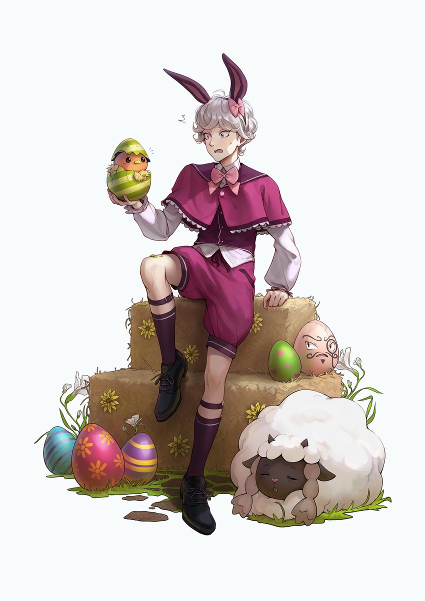 torchic, bede, wooloo, and exeggcute (pokemon and 1 more) drawn by kazuko_(towa)