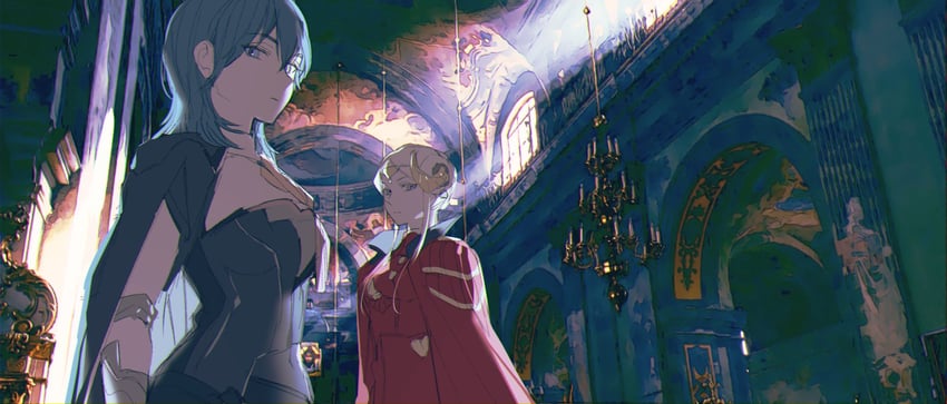 female byleth and edelgard von hresvelg (fire emblem and 1 more) drawn by fresa_pie