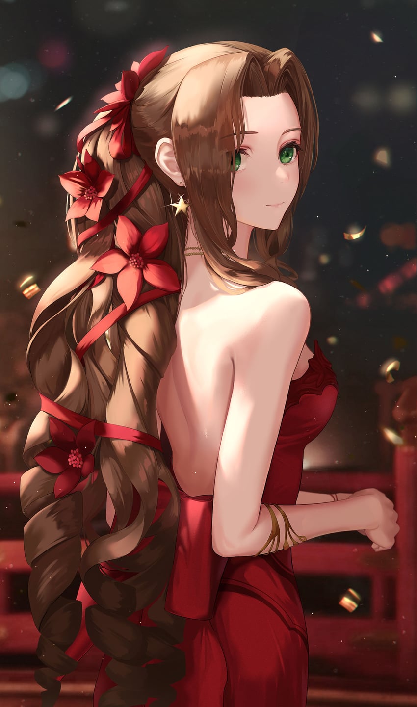 aerith gainsborough (final fantasy and 2 more) drawn by tooku0