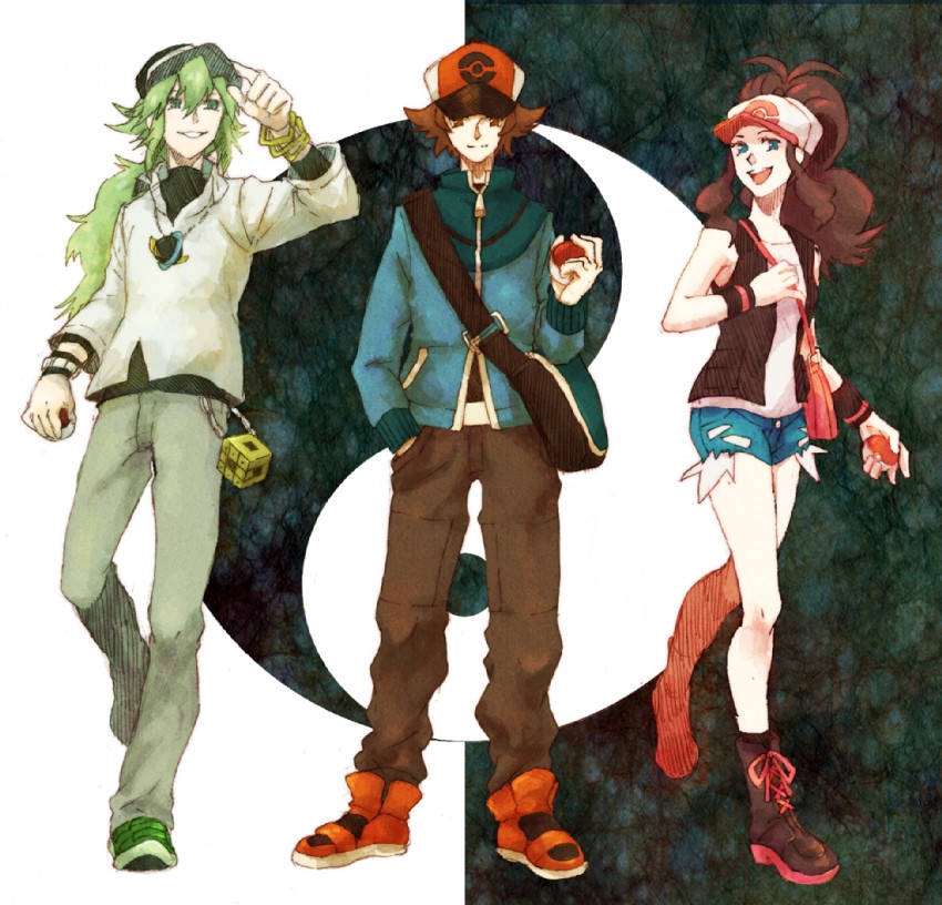 hilda, hilbert, and n (pokemon and 1 more) drawn by cocodar