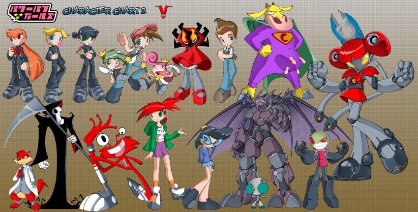 death, frankie foster, gir, zim, grim, and 13 more (powerpuff girls and 10 more) drawn by bleedman and ngo_(ngo_dandelion)