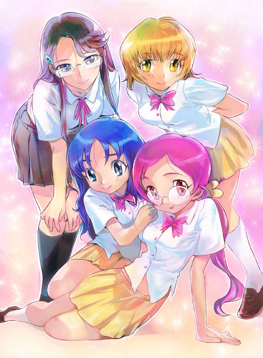 kurumi erika, hanasaki tsubomi, tsukikage yuri, and myoudouin itsuki (precure and 1 more) drawn by mekarauroko