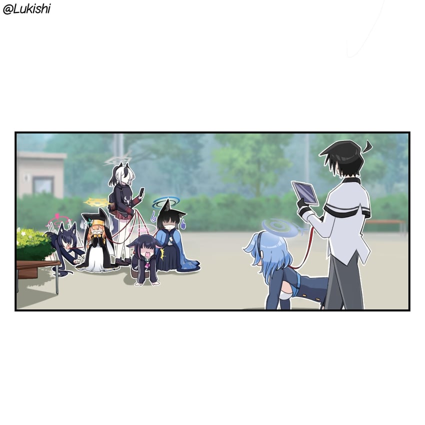 sensei, mari, kazusa, kayoko, ako, and 2 more (blue archive) drawn by lukishi