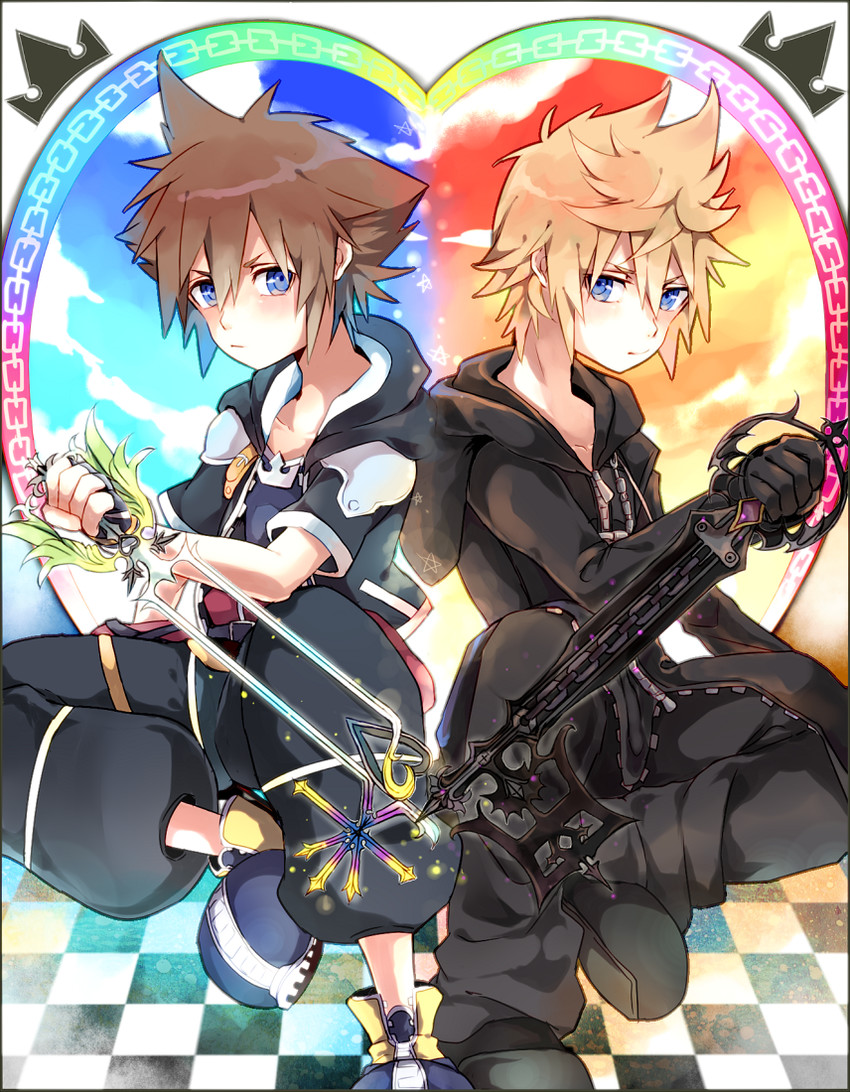 sora and roxas (kingdom hearts and 1 more) drawn by pinko_(inazume-panko)