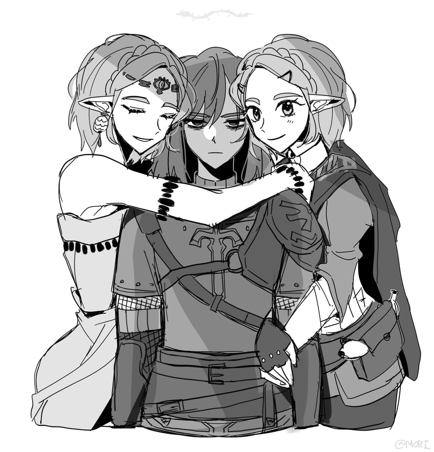 link, princess zelda, and light dragon (the legend of zelda and 1 more) drawn by mori_(vvmorivv)