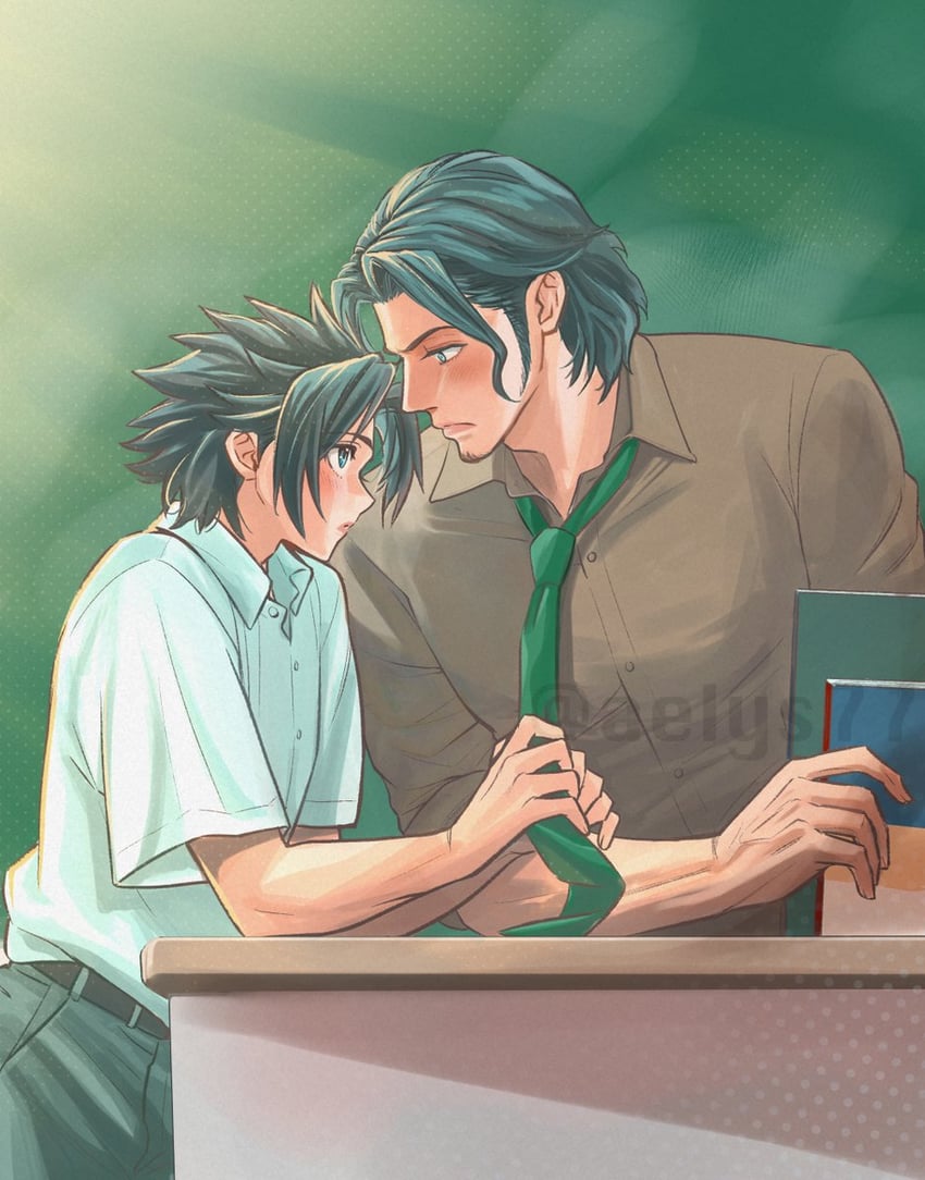 zack fair and angeal hewley (final fantasy and 2 more) drawn by aelys77