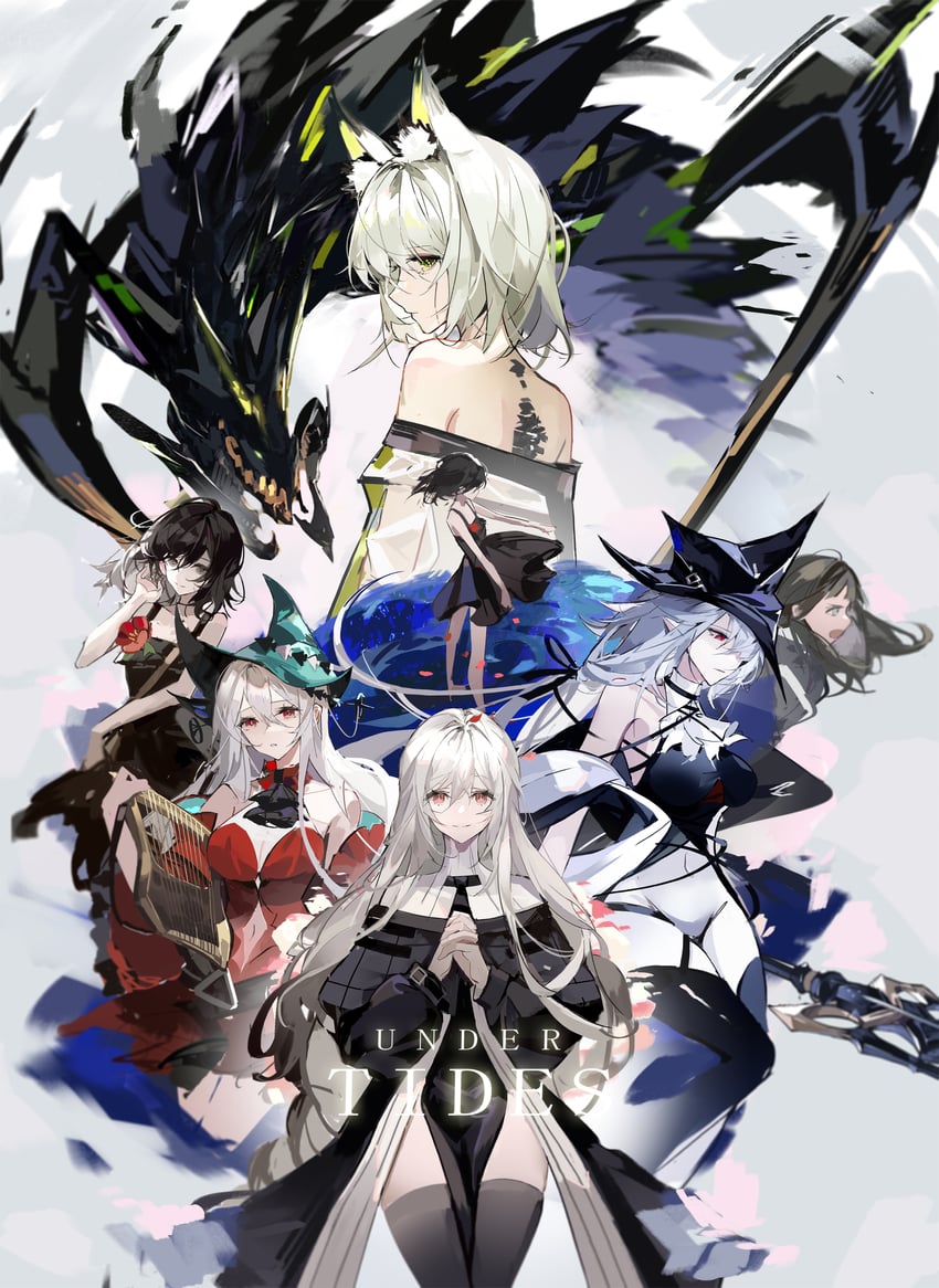 skadi, kal'tsit, specter, skadi the corrupting heart, irene, and 3 more (arknights) drawn by taiz22