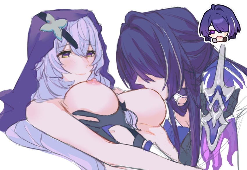 acheron and black swan (honkai and 1 more) drawn by 0214x0826
