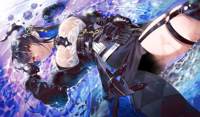 nerissa ravencroft and shadow (hololive and 1 more) drawn by kuroi_suna