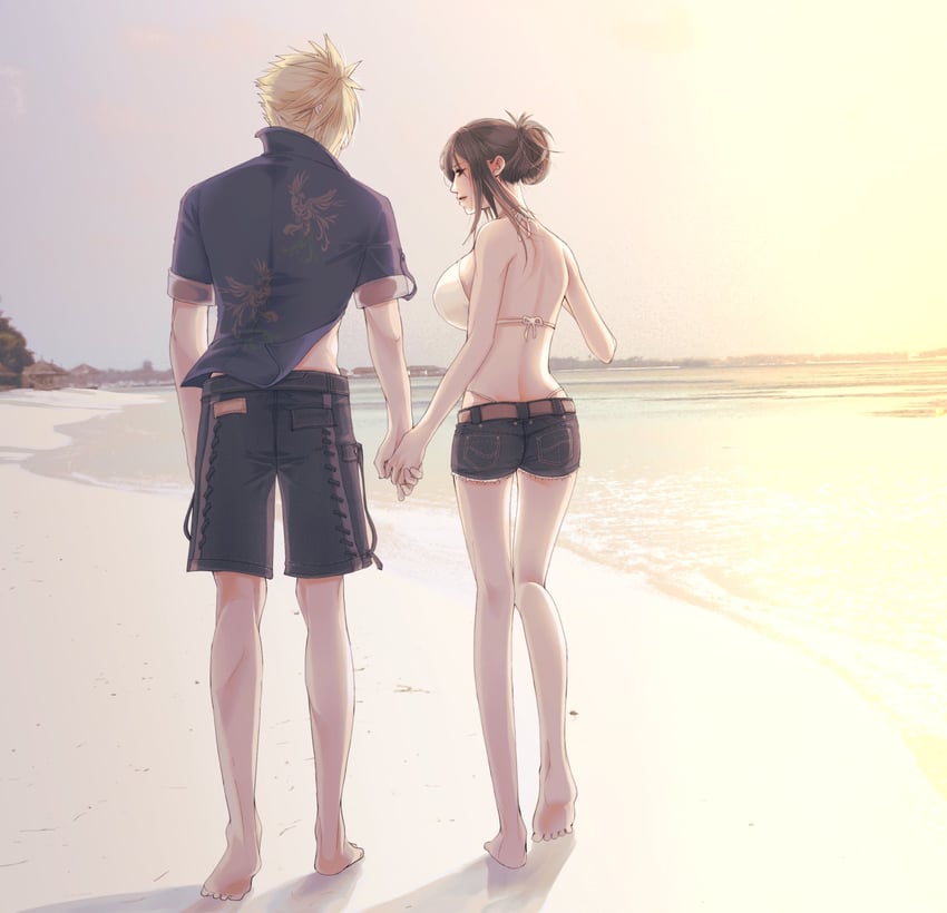 tifa lockhart and cloud strife (final fantasy and 3 more) drawn by mixmomo_yah