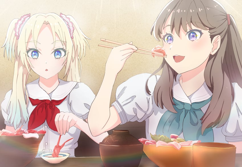 fujishima megumi and osawa rurino (love live! and 1 more) drawn by shirane_nanimo