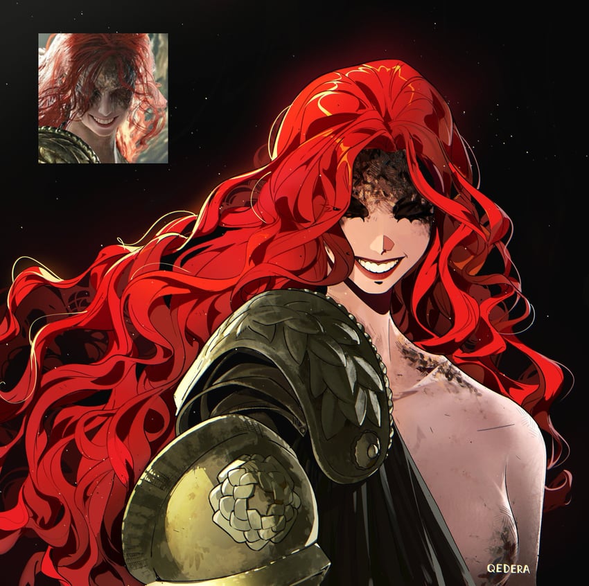malenia blade of miquella and malenia goddess of rot (elden ring) drawn by qederapawn