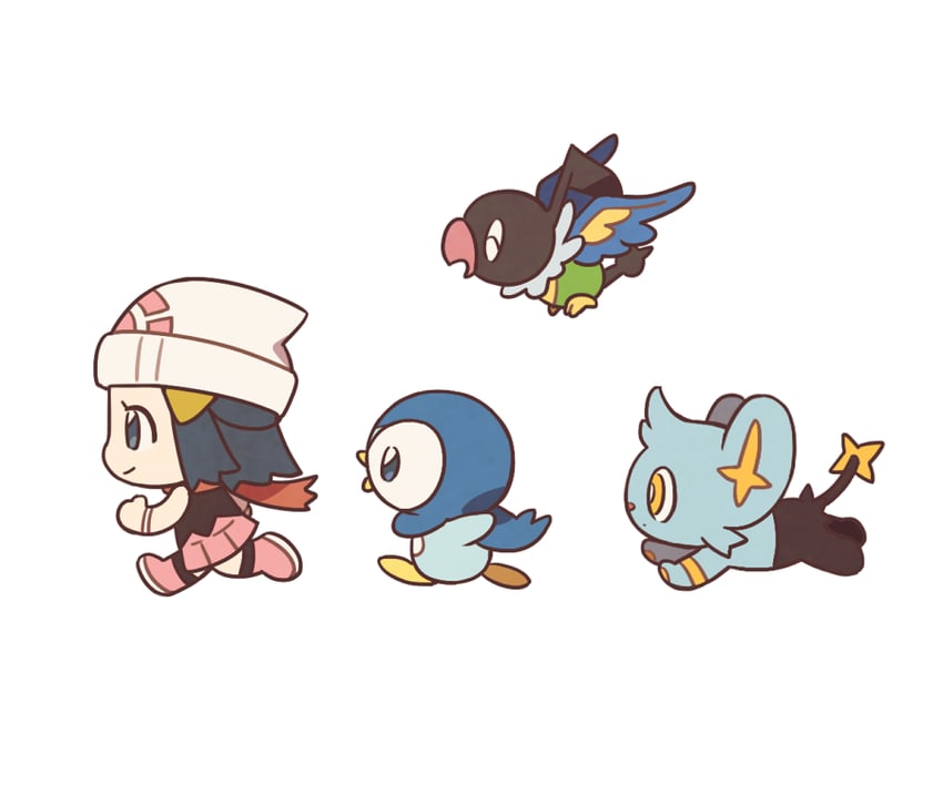 dawn, piplup, shinx, and chatot (pokemon and 1 more) drawn by ssalbulre