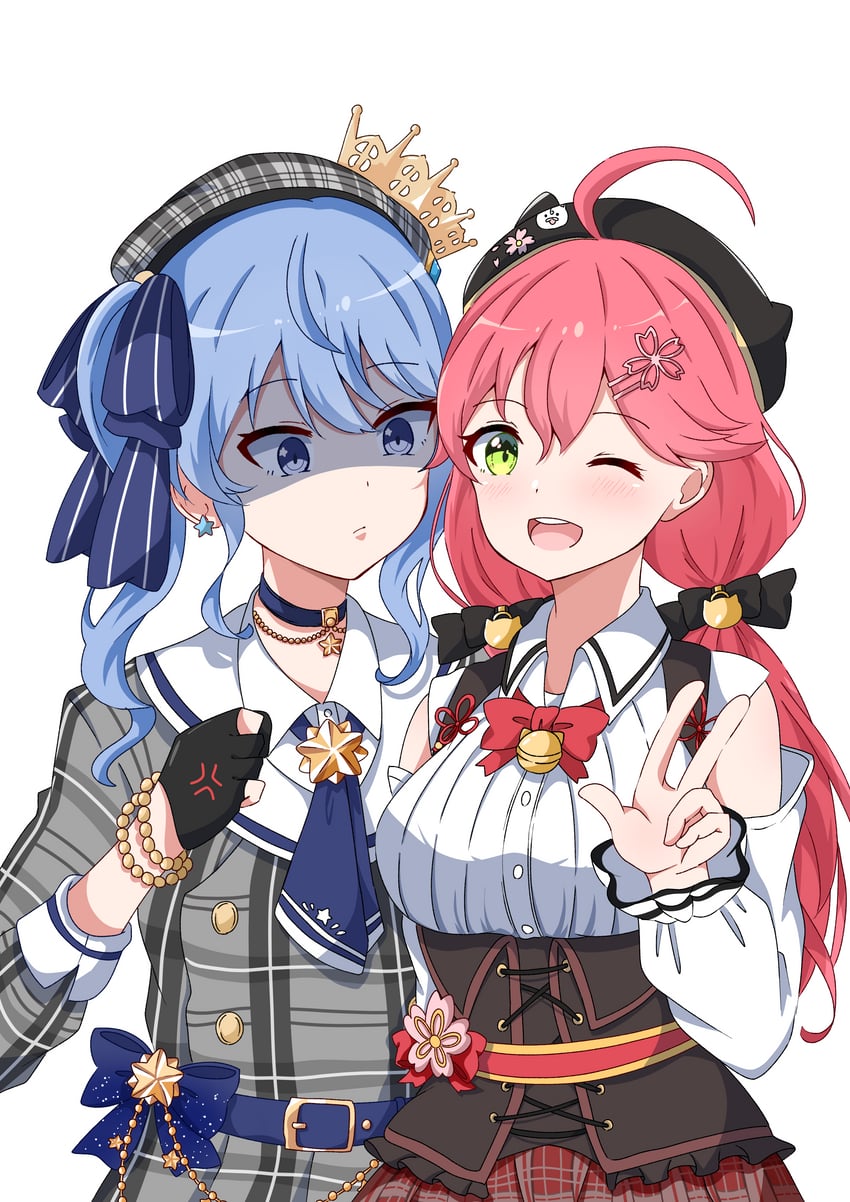 hoshimachi suisei and sakura miko (hololive) drawn by ekaki_mato