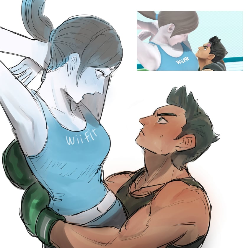 wii fit trainer and little mac (super smash bros. and 2 more) drawn by dancho_no_mori