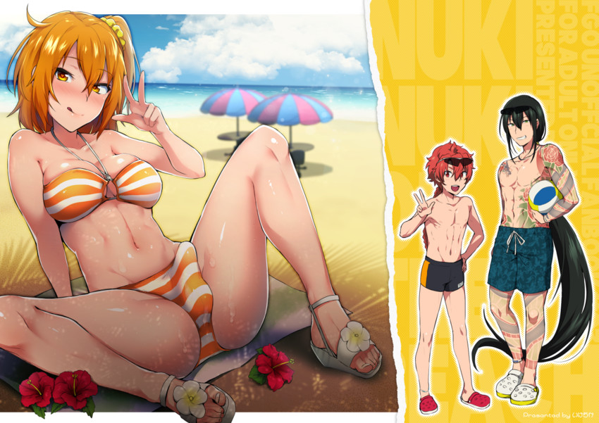fujimaru ritsuka, alexander, and yan qing (fate and 1 more) drawn by ikeshita_moyuko