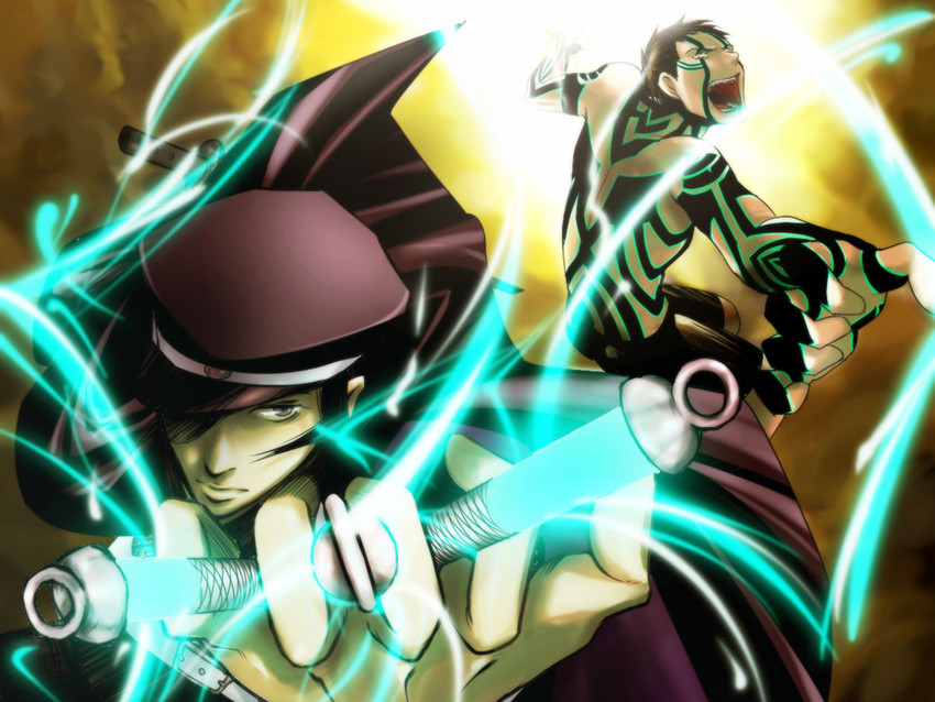 demi-fiend and kuzunoha raidou (shin megami tensei and 3 more) drawn by onyanko
