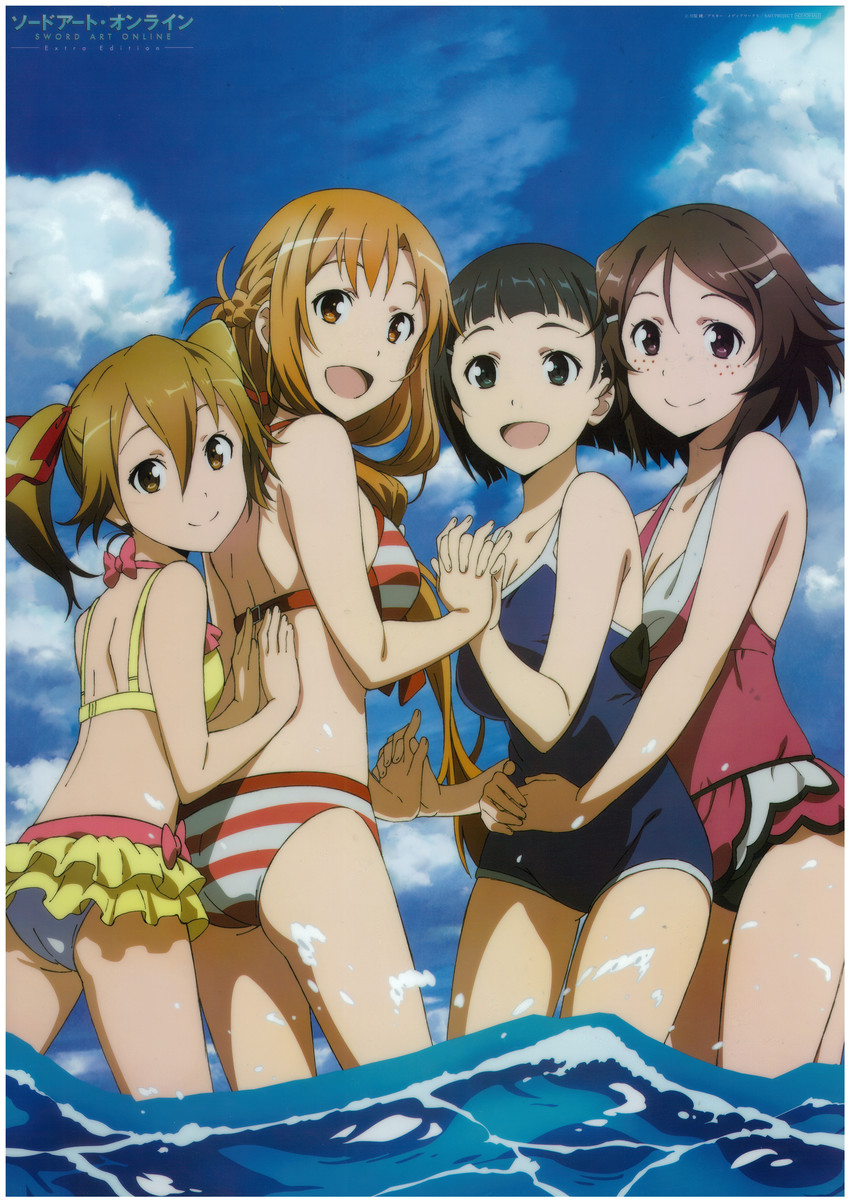 asuna, kirigaya suguha, silica, and lisbeth (sword art online) drawn by watanabe_keisuke