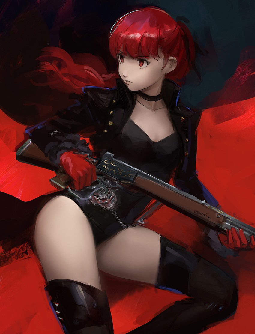 yoshizawa kasumi and violet (persona and 2 more) drawn by qosic