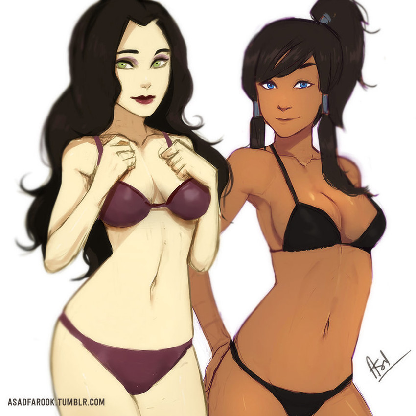 korra and asami sato (avatar legends and 1 more) drawn by asad_farook