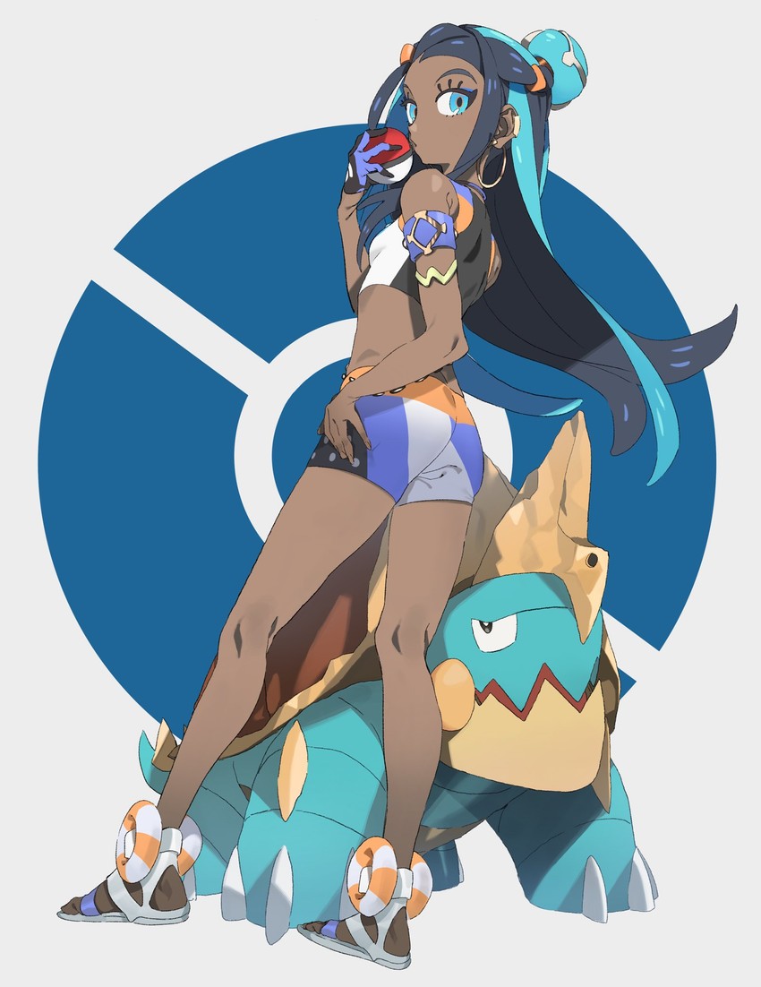 nessa and drednaw (pokemon and 1 more) drawn by machi_(wm)