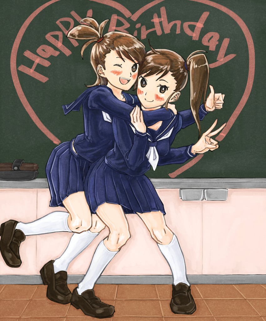 futami mami and futami ami (idolmaster) drawn by ooeyama_ken