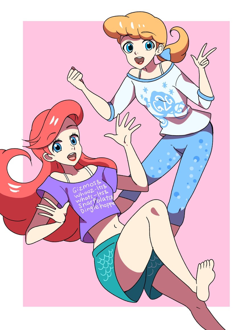 ariel and cinderella (disney and 3 more) drawn by alice_(pixiv80284903)