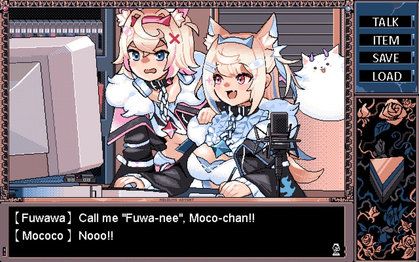 fuwawa abyssgard, mococo abyssgard, and perroccino (hololive and 1 more) drawn by ronin_(zeth_total)