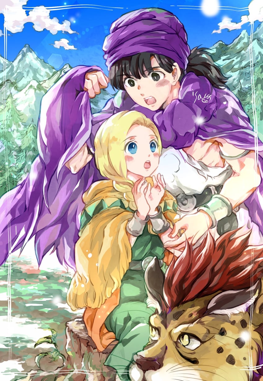 bianca, hero, and borongo (dragon quest and 1 more) drawn by isa_(chiyo-s)
