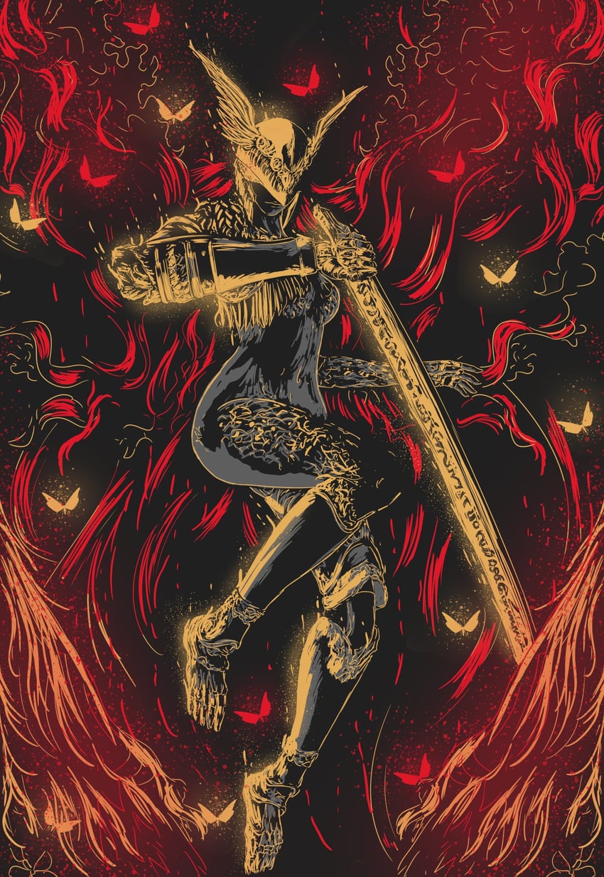 malenia blade of miquella and malenia goddess of rot (elden ring) drawn by 00osamio00