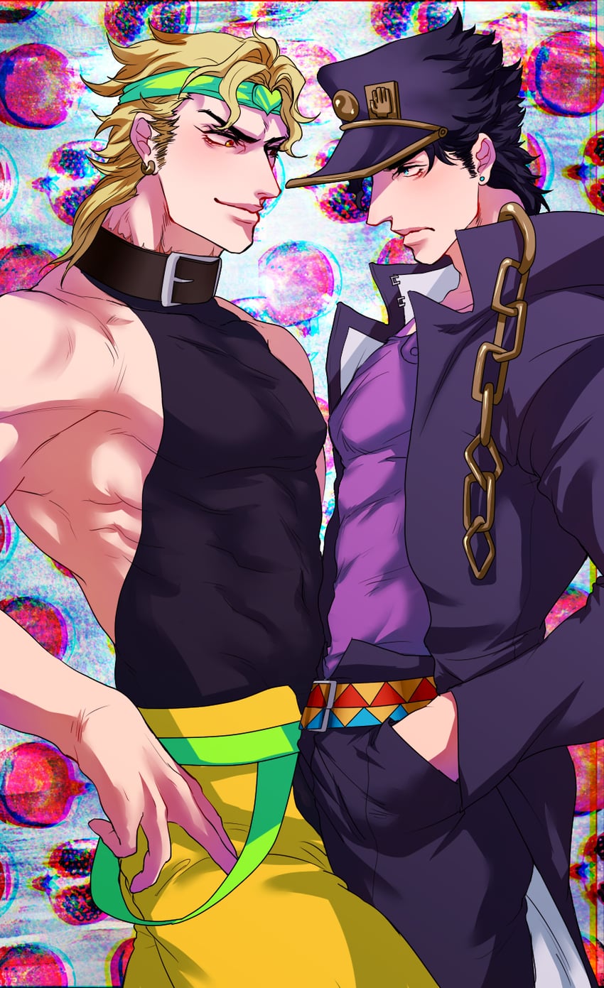 kujo jotaro and dio brando (jojo no kimyou na bouken and 1 more) drawn by less_end