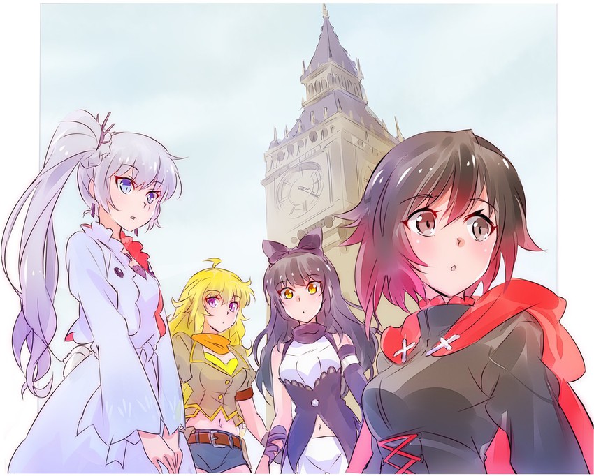 ruby rose, weiss schnee, yang xiao long, and blake belladonna (rwby and 1 more) drawn by iesupa